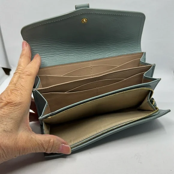 Chloe Paddington Mini Lock Long Light Blue Leather Wallet 20589 Box & Dustbag - Picture 6 of 8